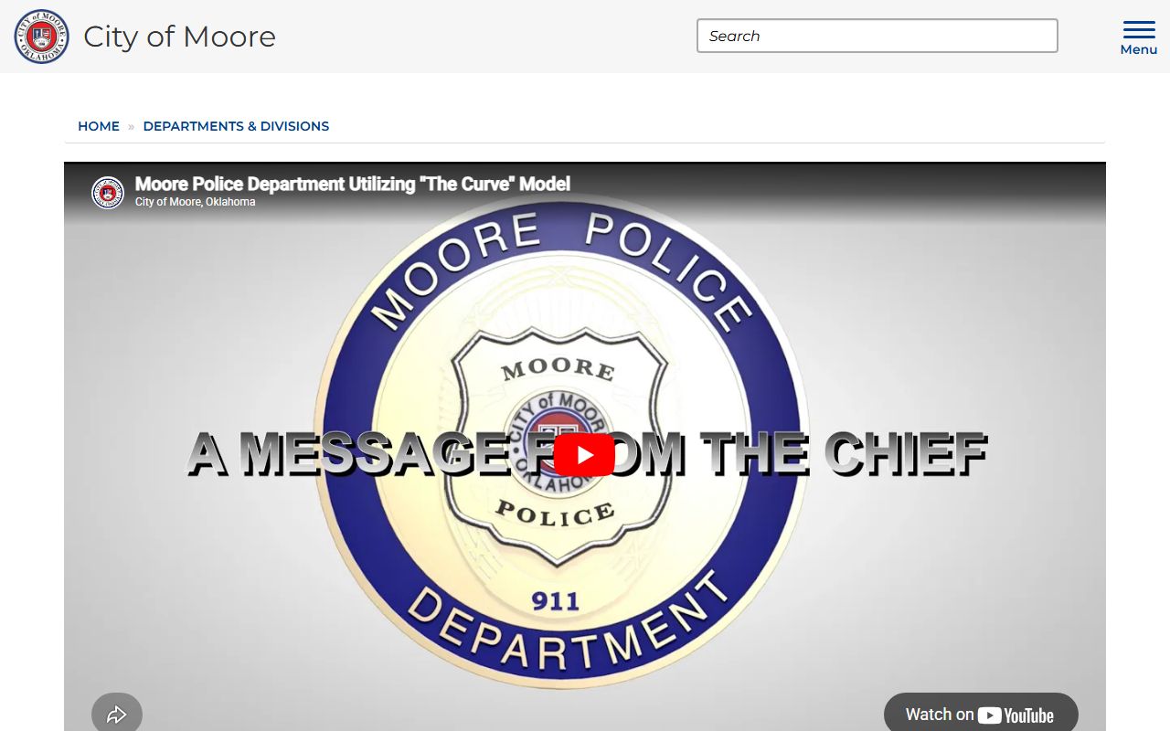 Moore Police Department website for Moore criminal records