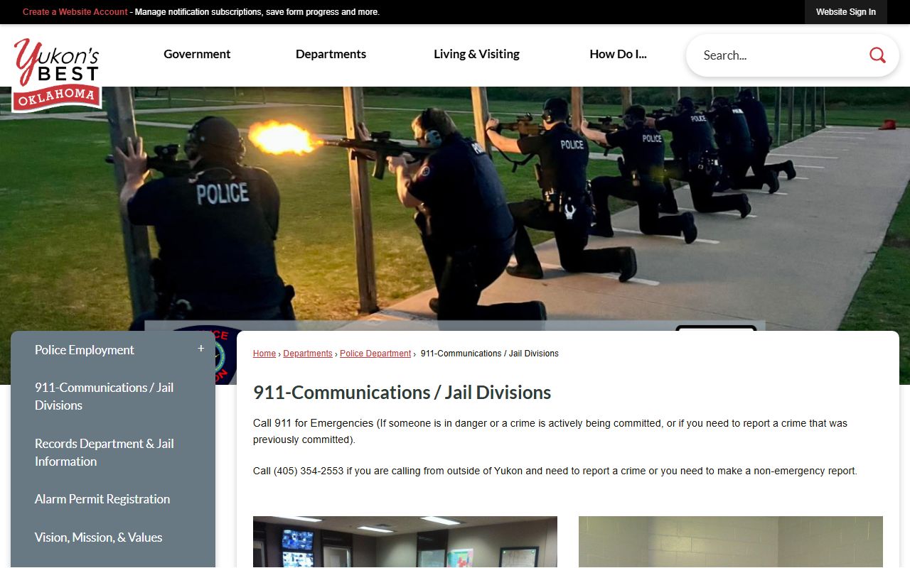 Yukon Police Department website for Yukon criminal records