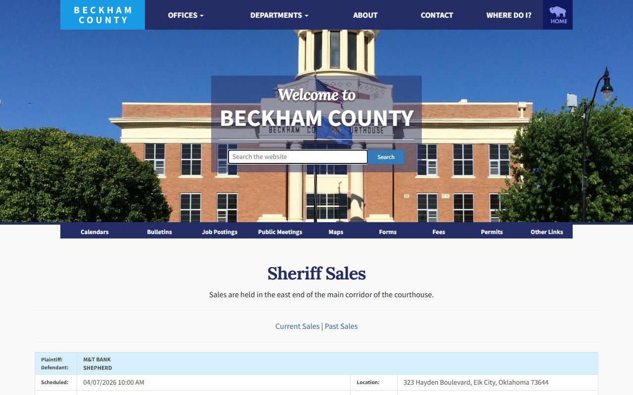 Beckham County sheriff sales listings