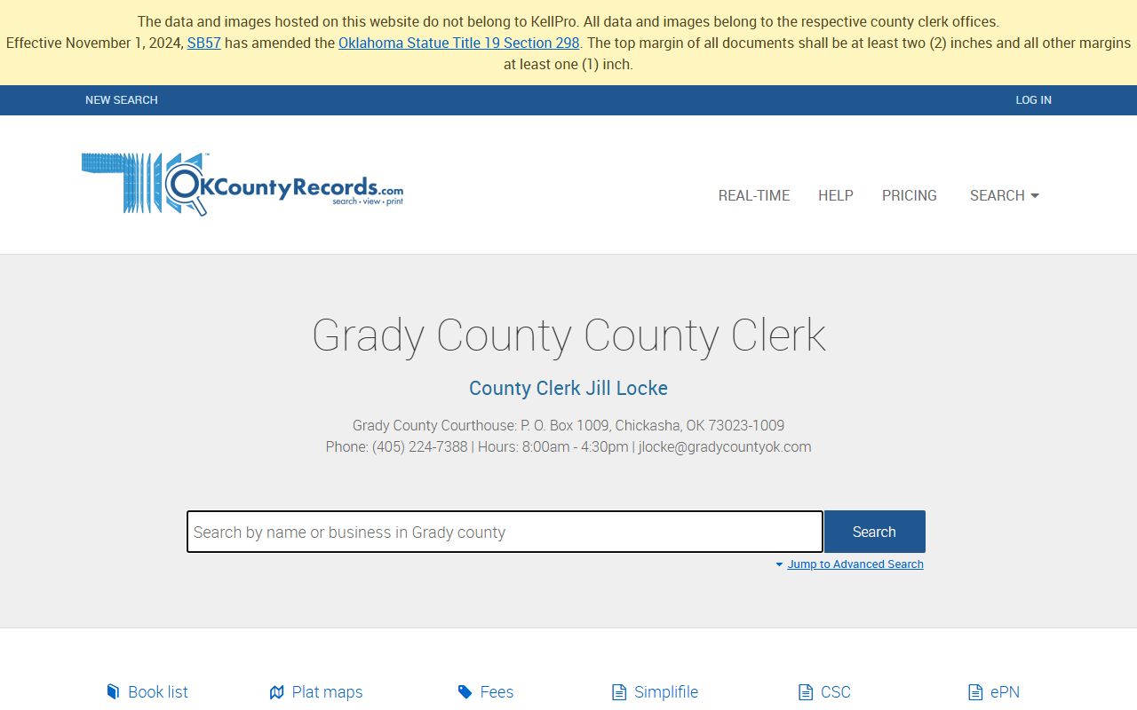 Grady County land records search for property and criminal records