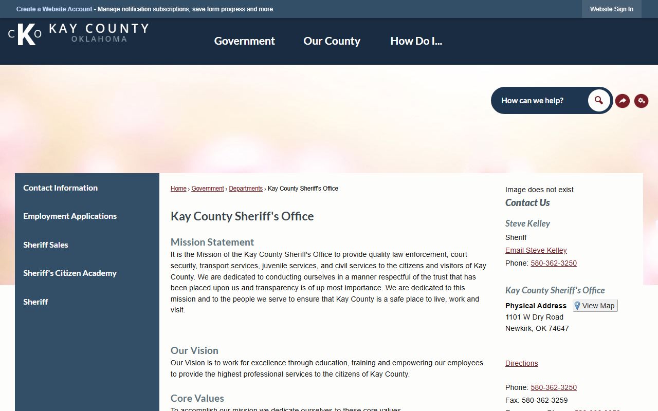 Kay County Sheriff Office criminal records and law enforcement