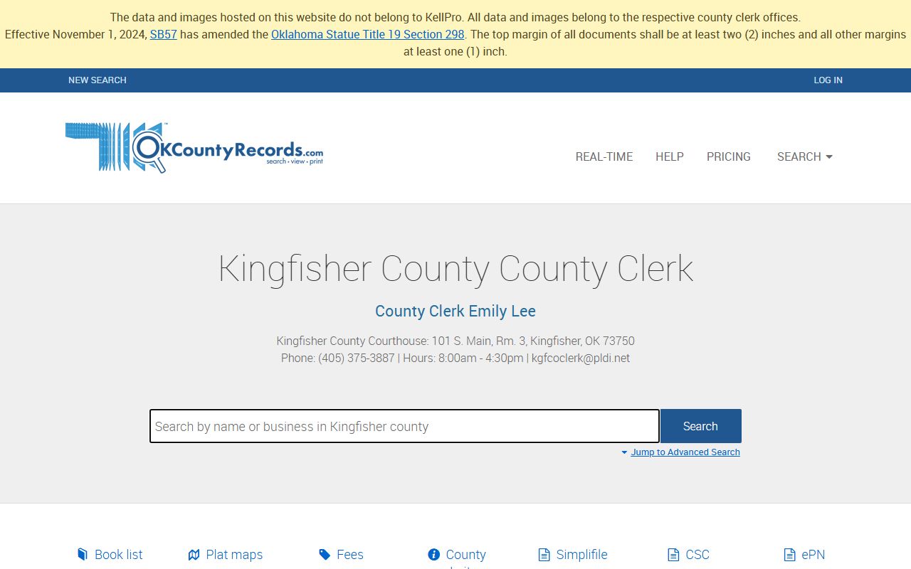 Kingfisher County land records search for criminal records research