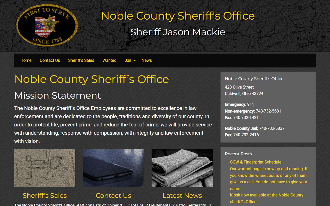 Noble County Sheriff Office criminal records search