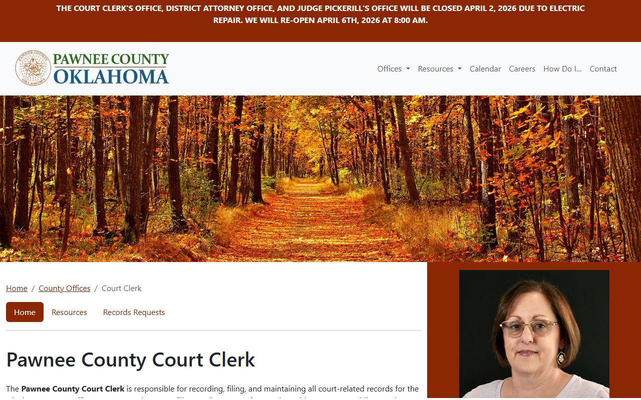 Pawnee County Court Clerk office for criminal records