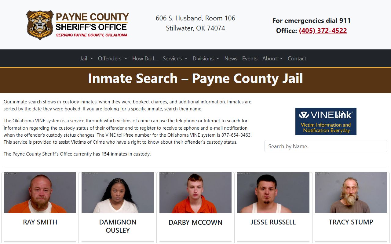 Payne County inmate search for criminal records