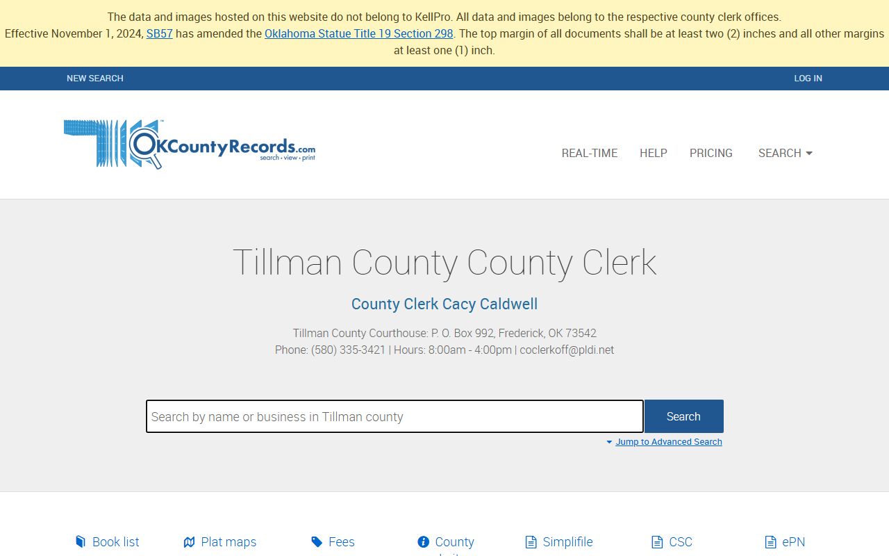 Tillman County land records search for criminal records