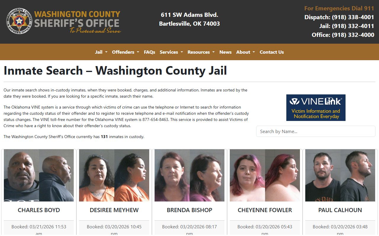 Washington County inmate search for criminal records