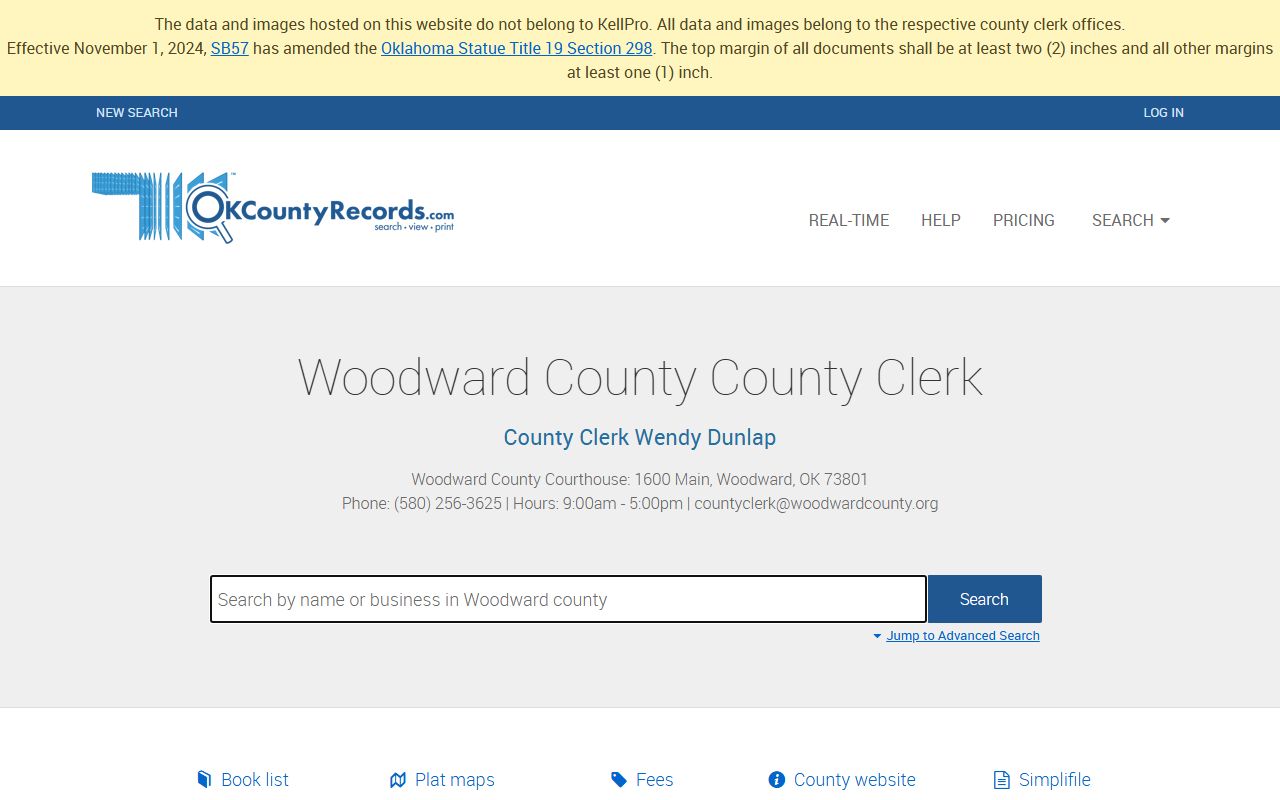 Woodward County land records search for criminal records